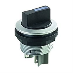 Wahltaster rastend 2S, Schaltwinkel +-60°, Einbau-Ø 22,3mm, Flachstecker , Produktphoto