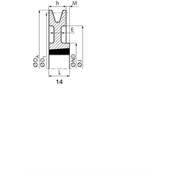 Keilriemenscheiben für Taper-Spannbuchsen, Profil Z, SPZ und XPZ (10), 1-rillig, Technische Zeichnung