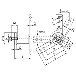 Spannelement Boomerang Größe 2 Spannkraft normal 175 N hart 220 N, Technische Zeichnung